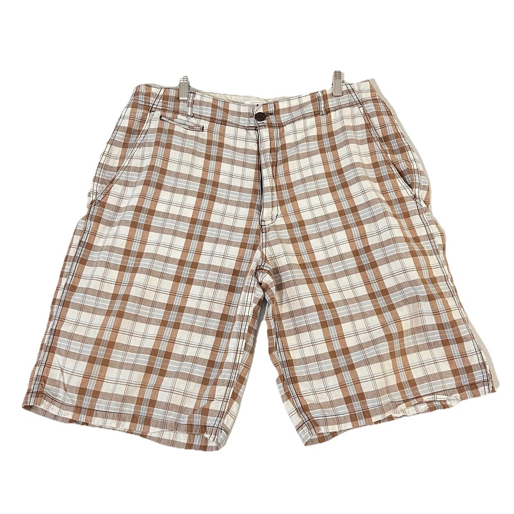 OTB One Tough Brand Board Shorts Mens 38 Brown Plaid Casual Outdoor‎ Skater